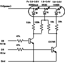 3�F�t���J���[LED�Ő΂ƞ�F�̉�H